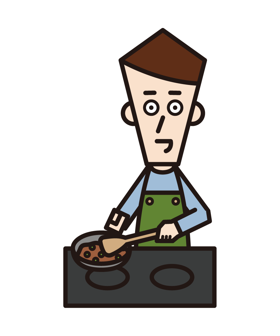 料理をする人（男性）のイラスト