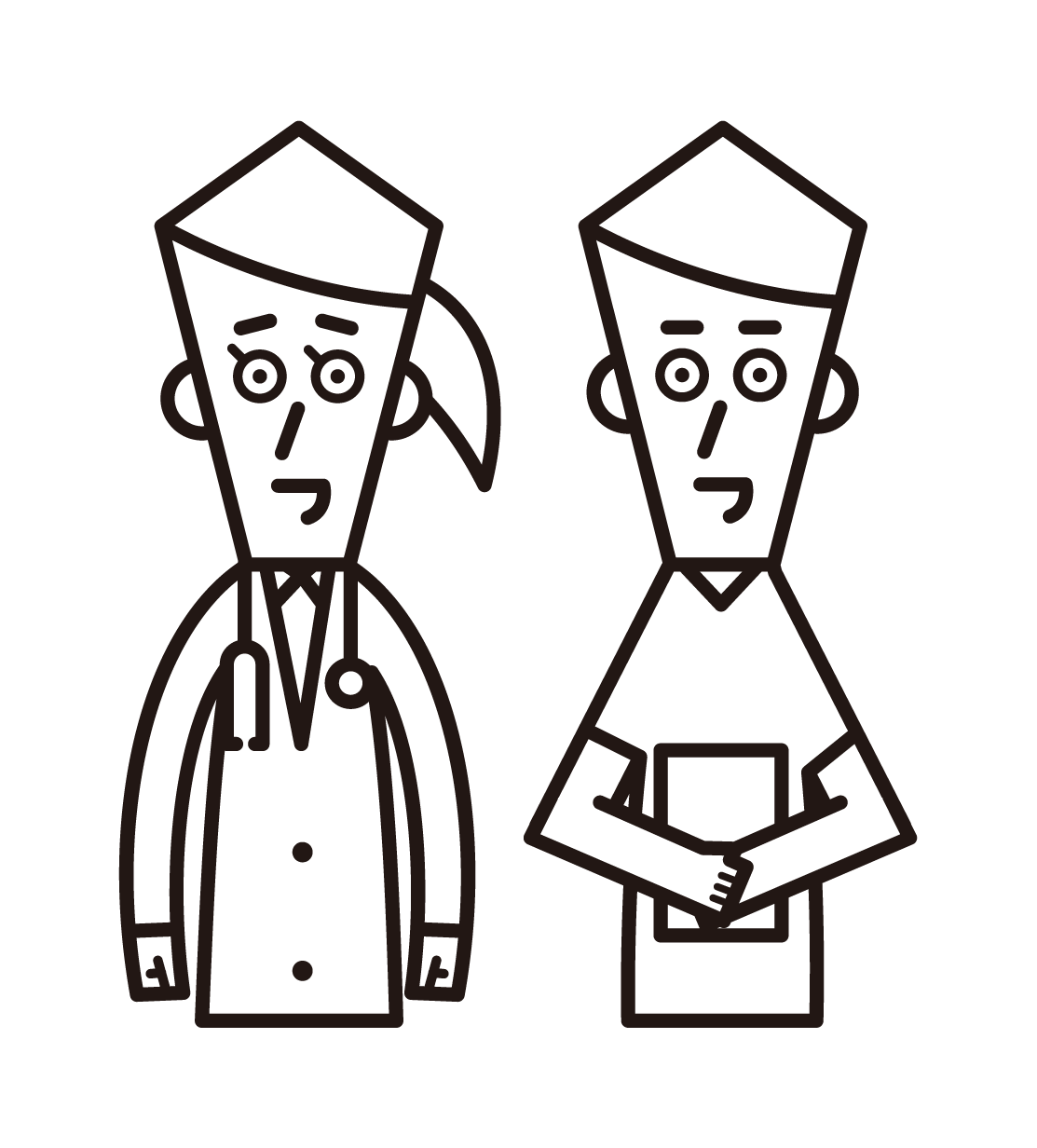 醫生（女性）和護士（男性）的插圖