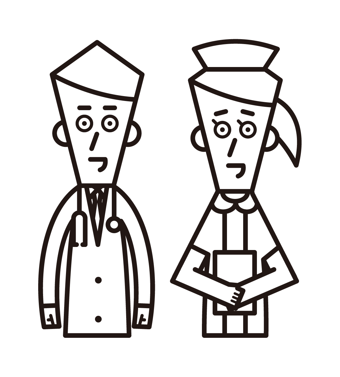 Illustrations of doctors (male) and nurses (female)