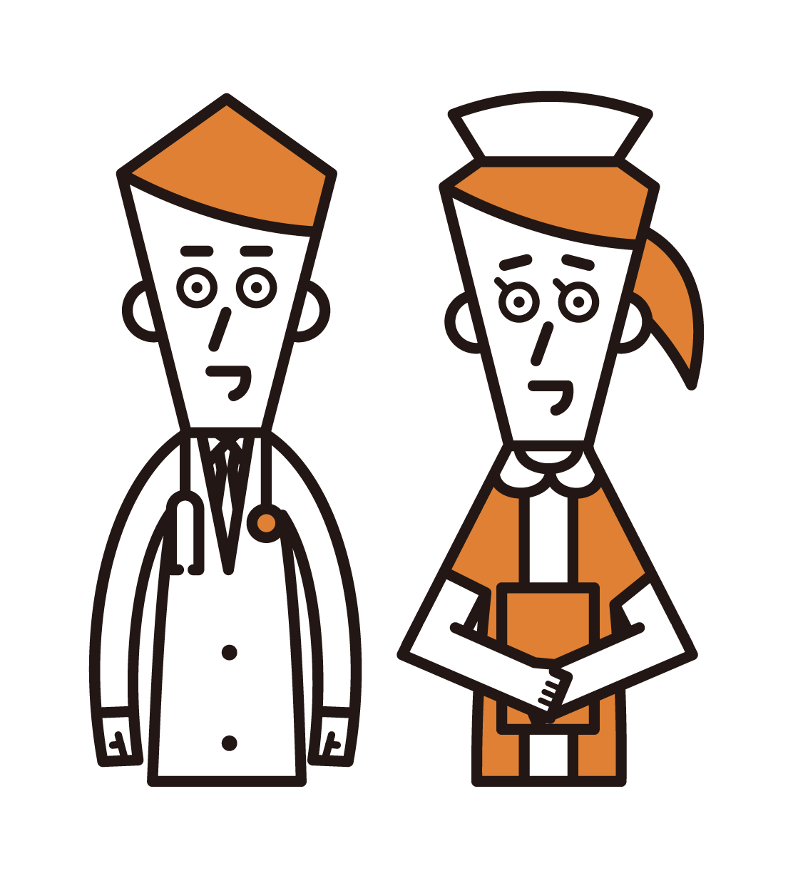醫生（男性）和護士（女性）的插圖