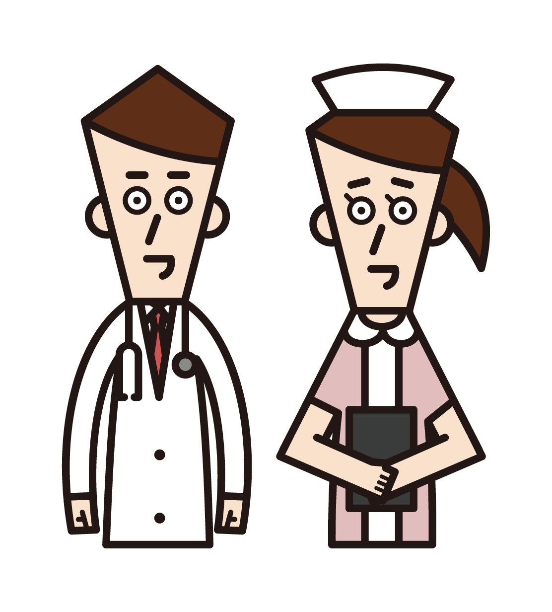医師（男性）と看護師（女性）のイラスト