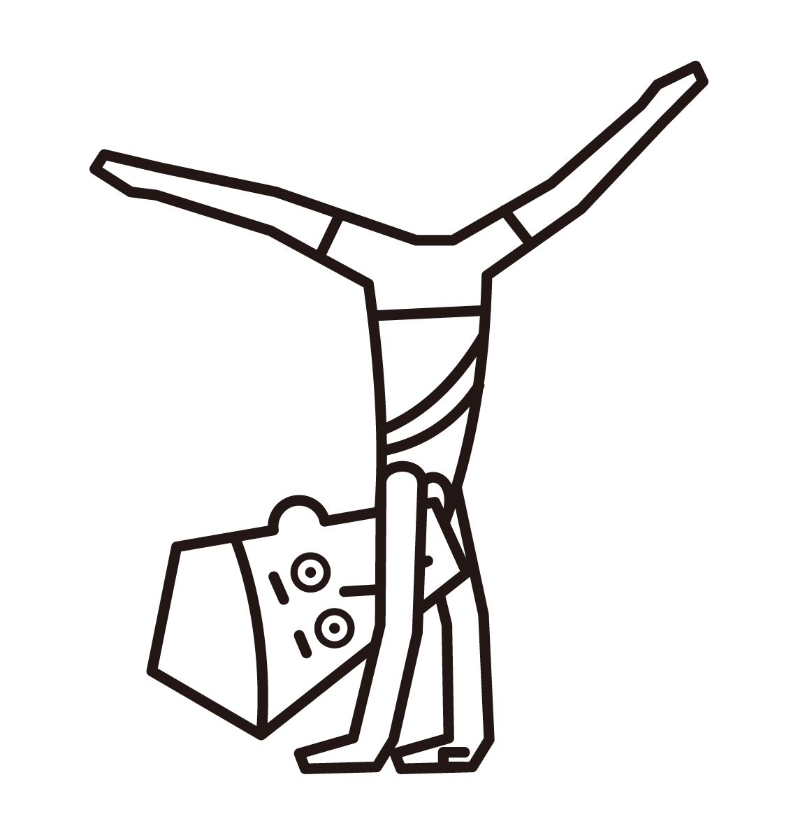 Illustration of a gymnast (male) standing upside down