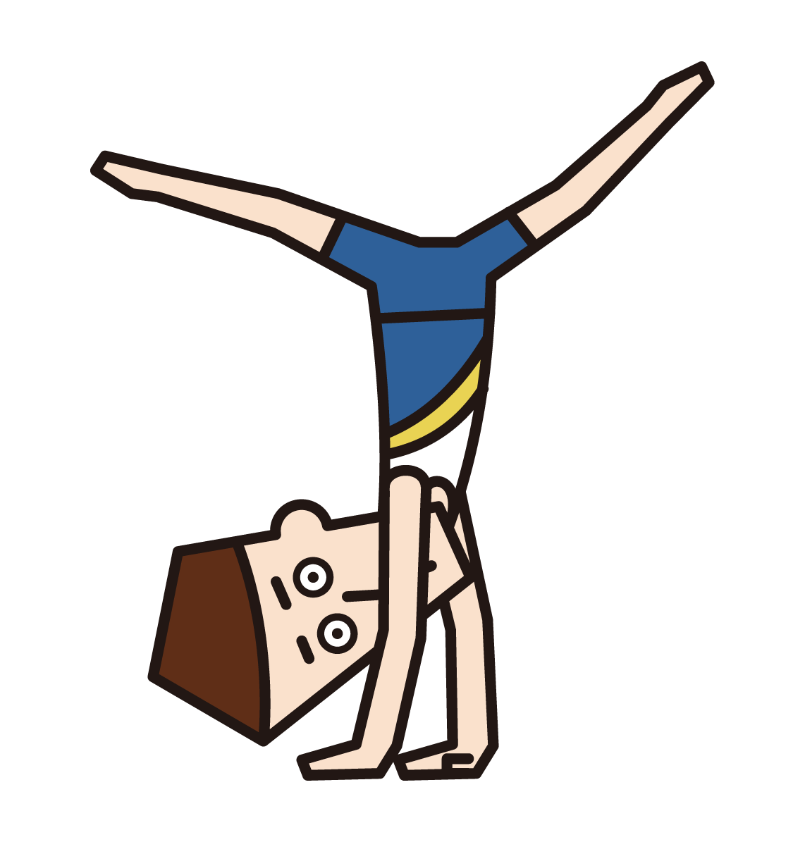 Illustration of a gymnast (male) standing upside down