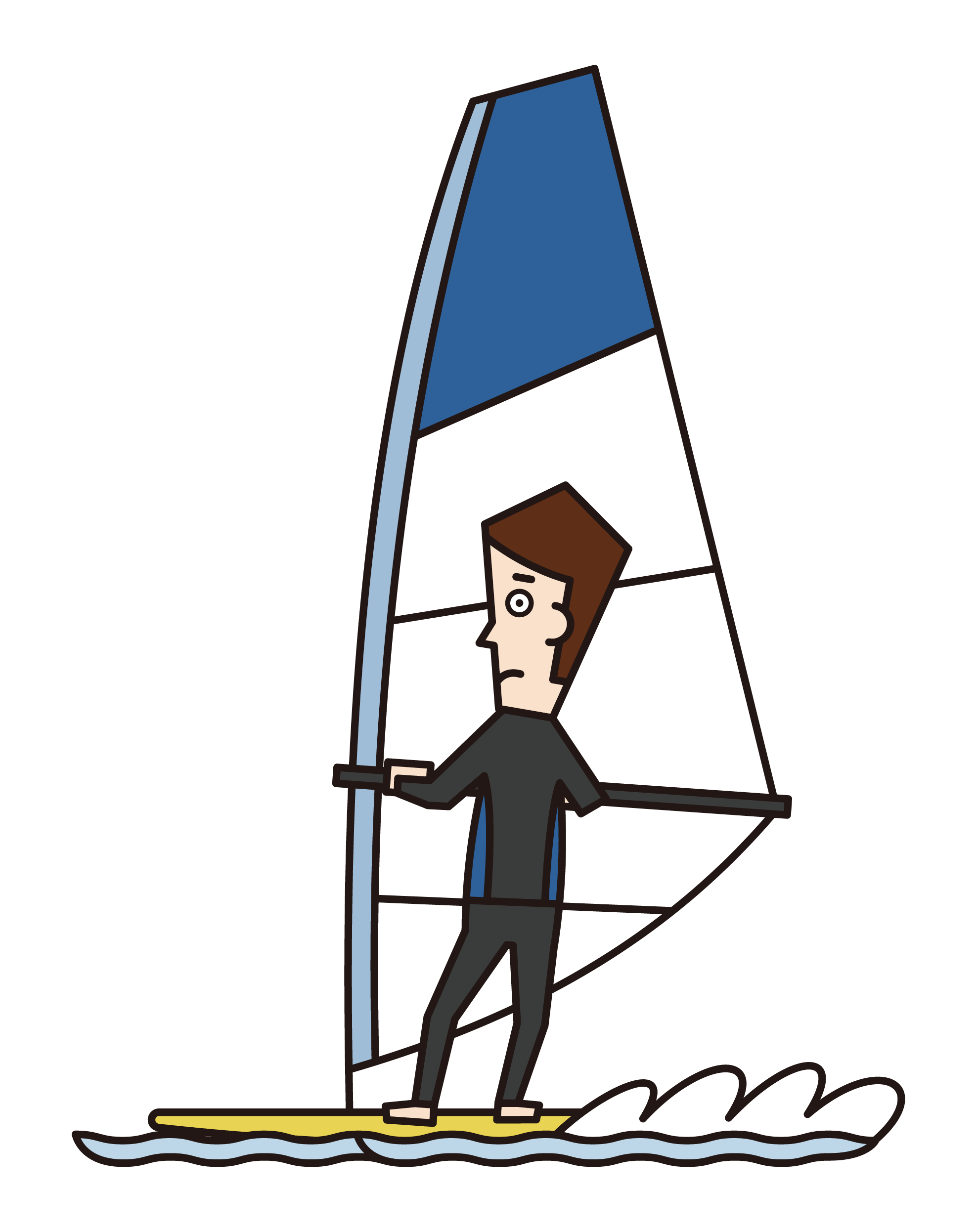 風帆衝浪運動員（男性）插圖