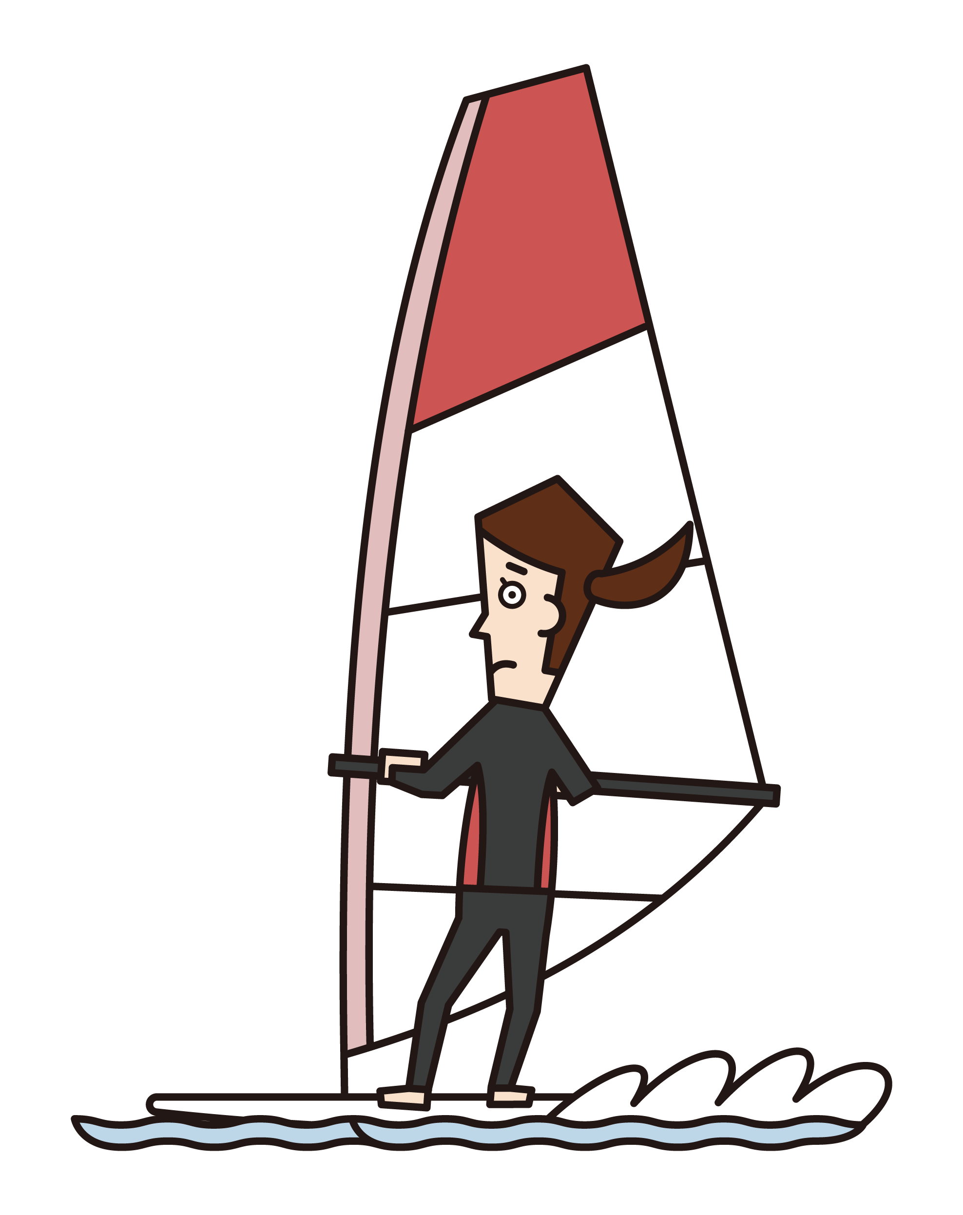 Illustration of a windsurfer (female)