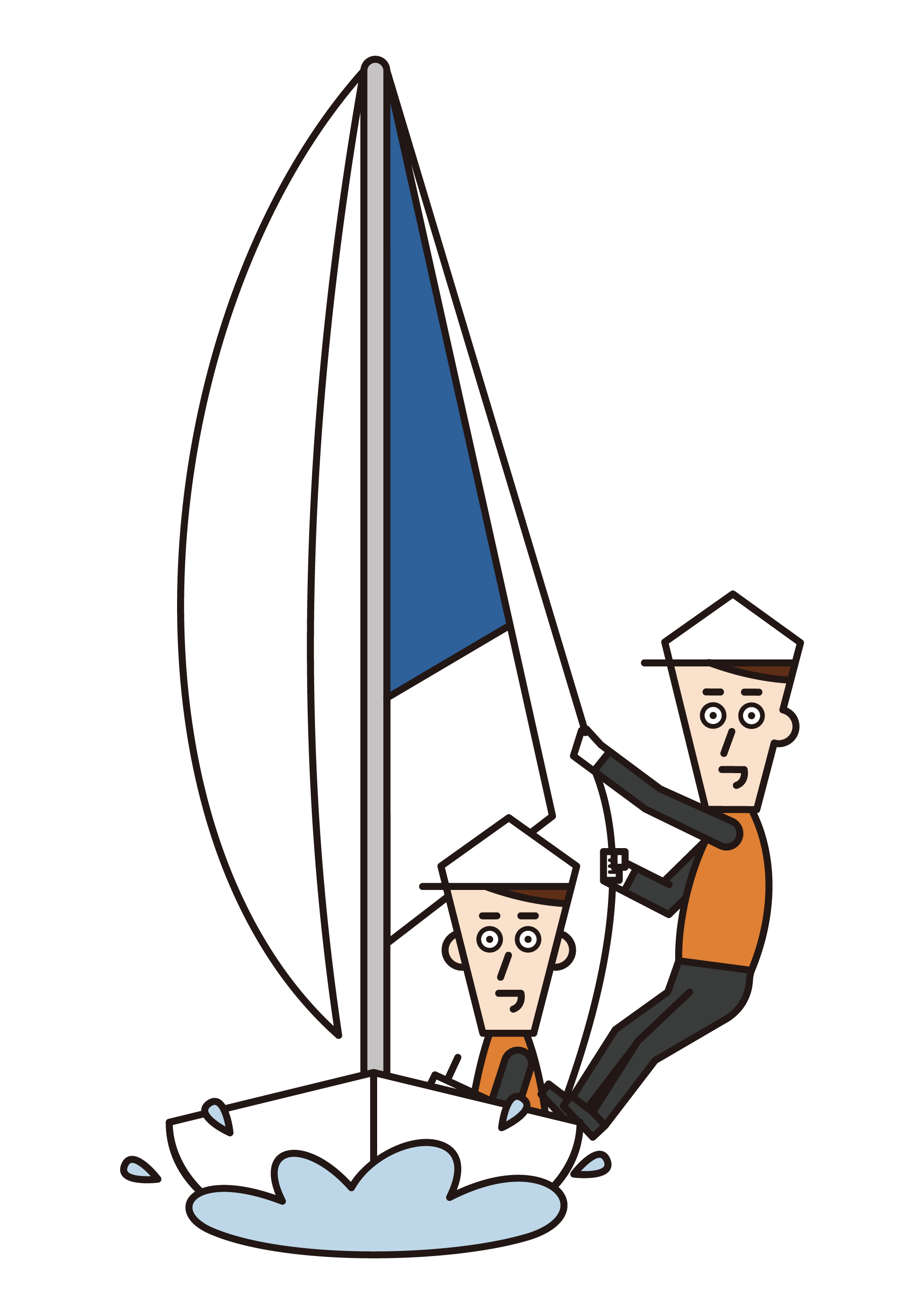 Illustration of sailing players (male)