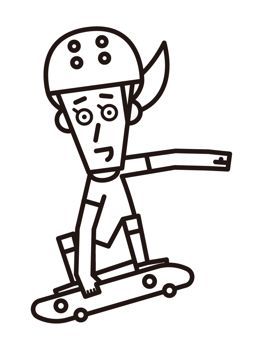 滑板手（女性）跳躍的插圖