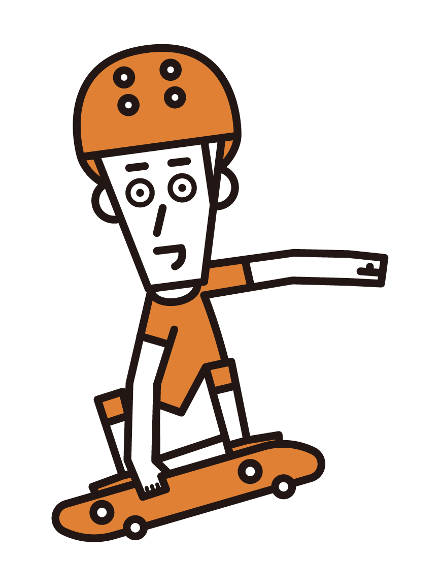Illustration of a male skateboarder jumping