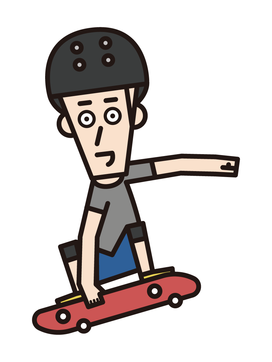 Illustration of a male skateboarder jumping