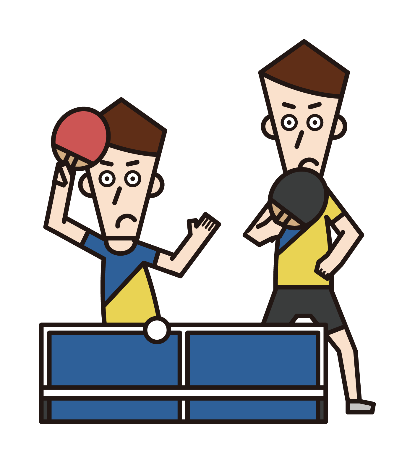 Illustration of table tennis (doubles) players (male)