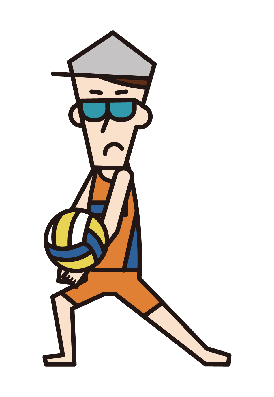 沙灘排球運動員（男性）的插圖，以接納
