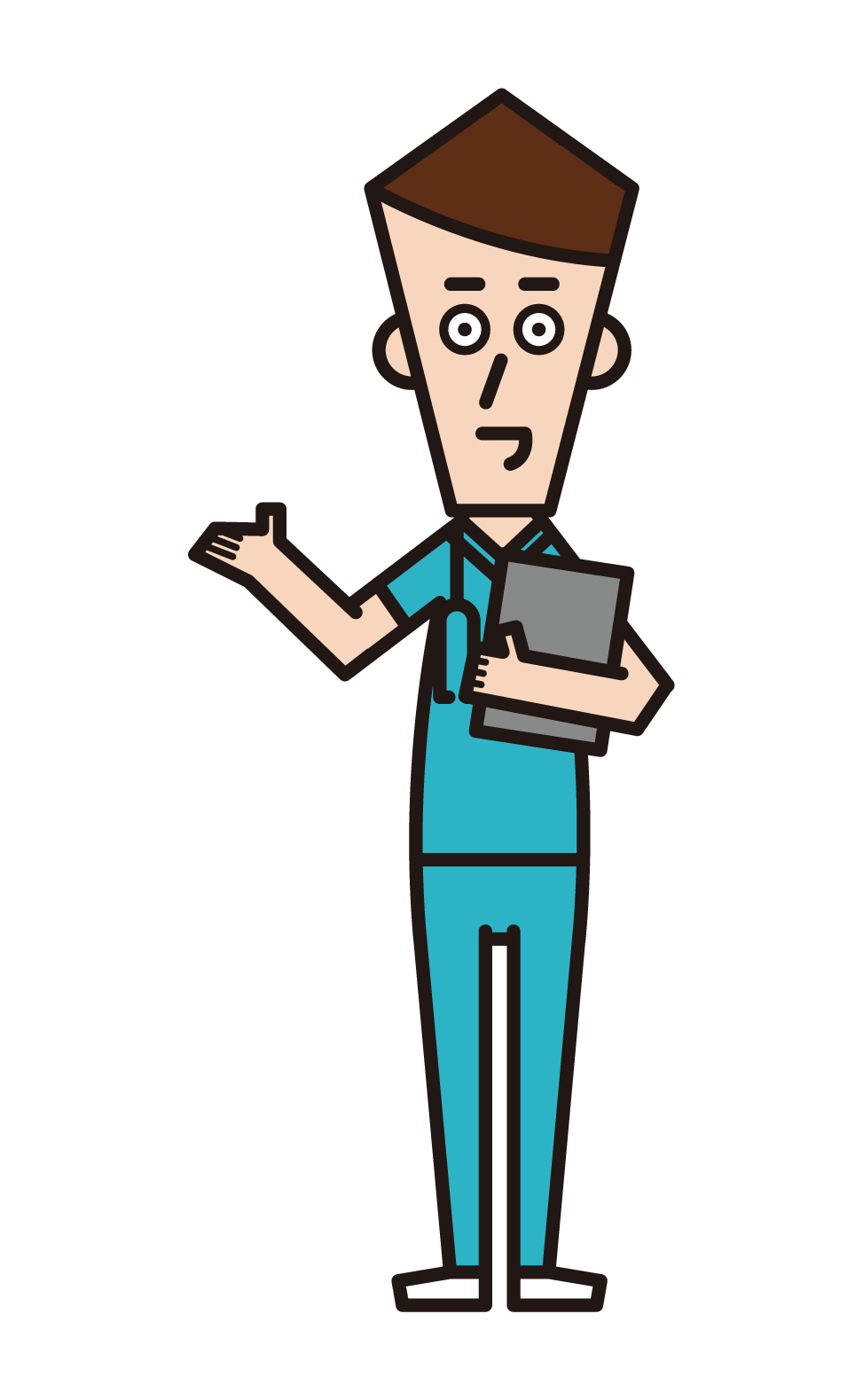 護士的插圖（穿藍色護士服的男人）
