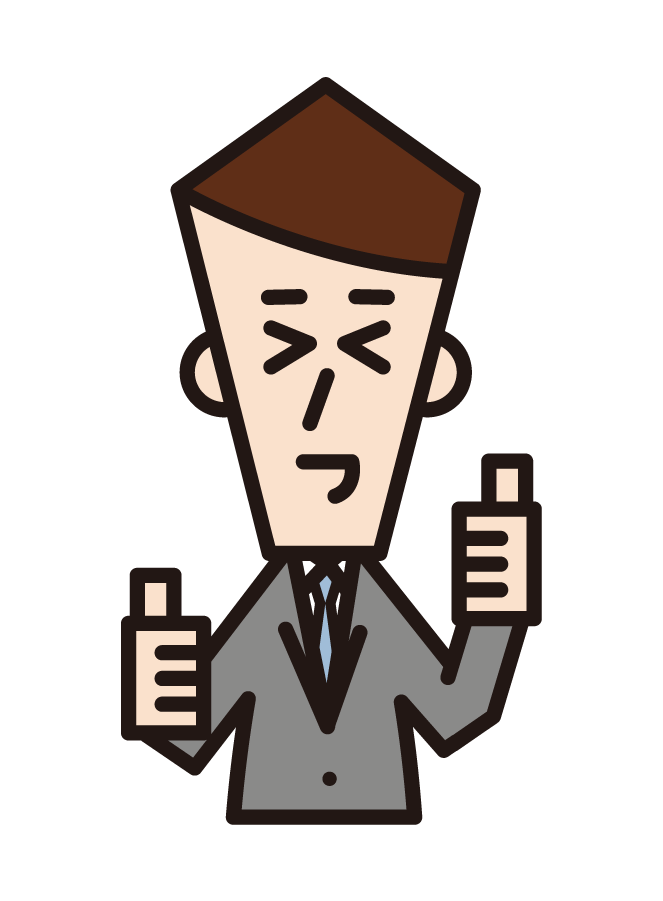 Illustration of a man booing with his thumb down