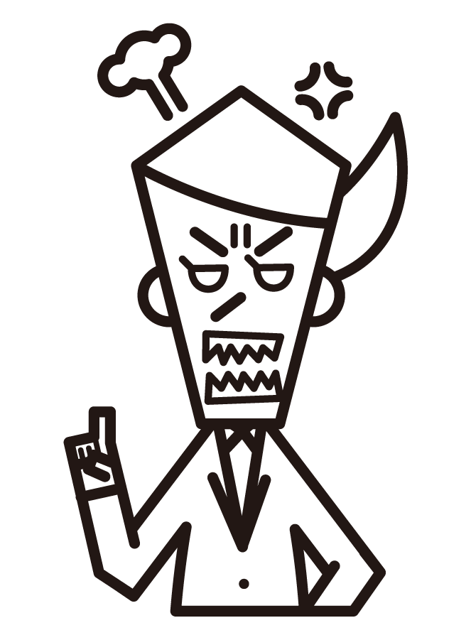 Illustration of an angry person (female) with his index finger raised