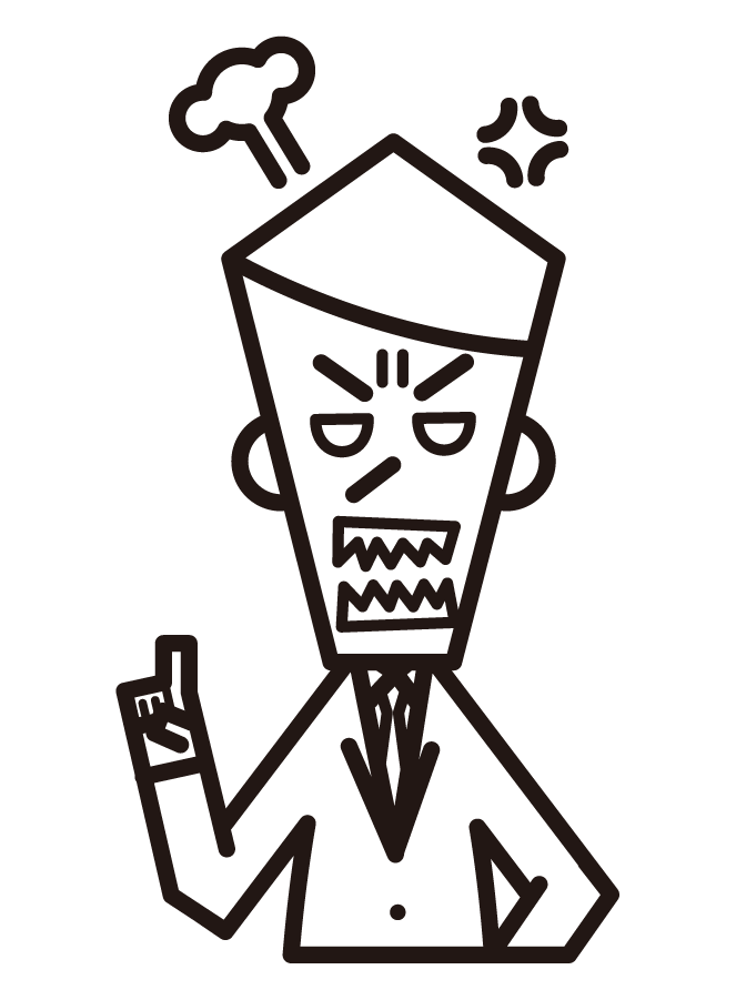 Illustration of an angry person (male) with his index finger raised