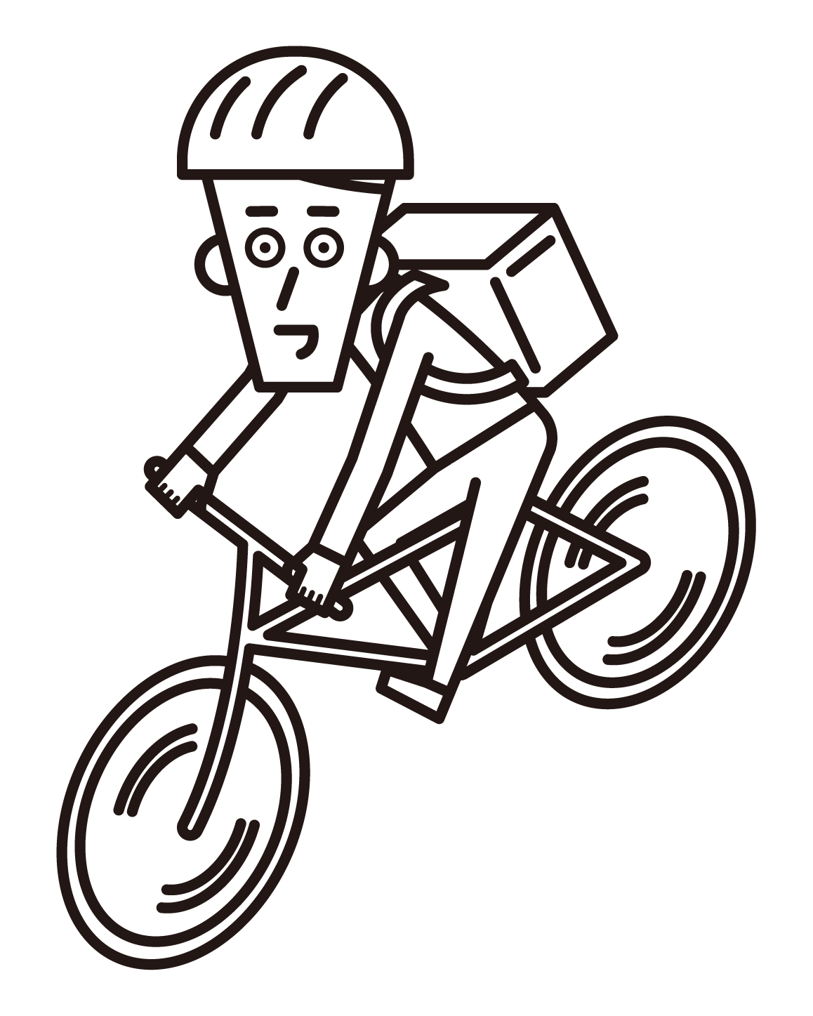 騎自行車送食物的人（男性）的插圖