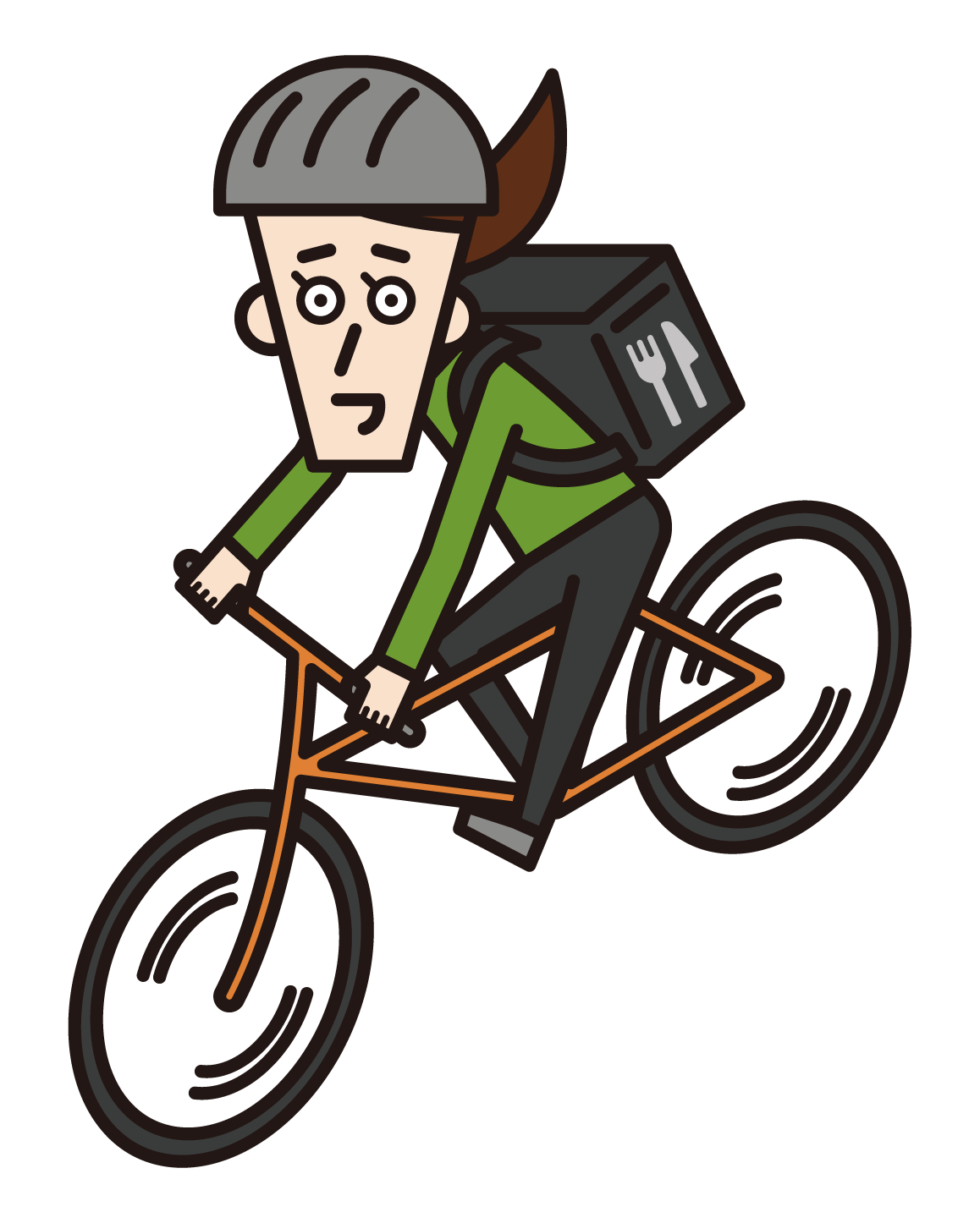 騎自行車送食物的人（女性）的插圖