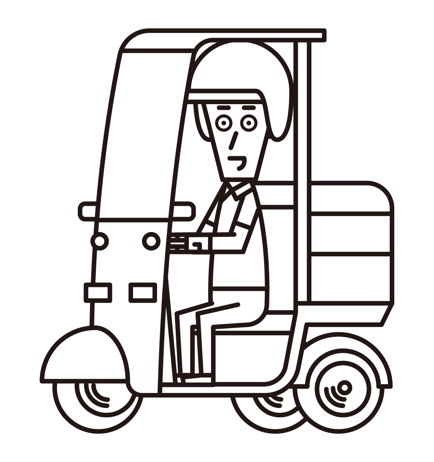Illustration of a man delivering food on a motorcycle