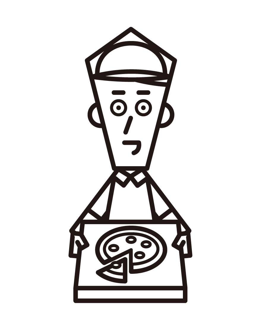 피자를 배달하는 남자(남성)의 그림