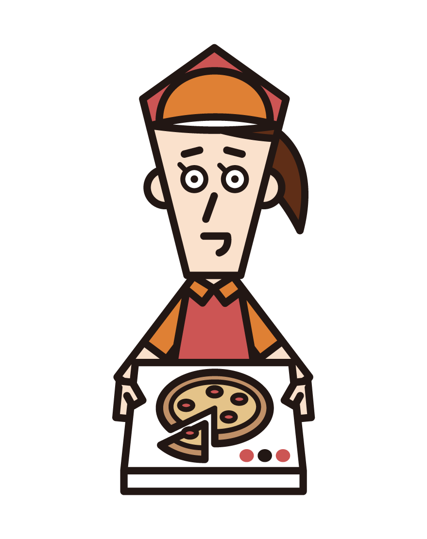 ピザを配達する人（男性）のイラスト