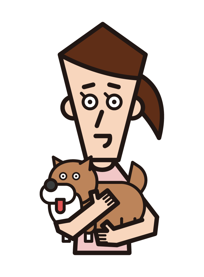 Illustration of a person (female) who loves pets