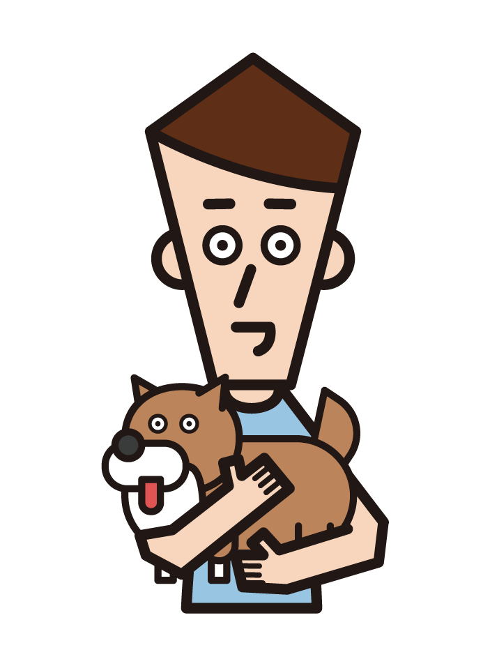 Illustration of a person who loves pets (male)