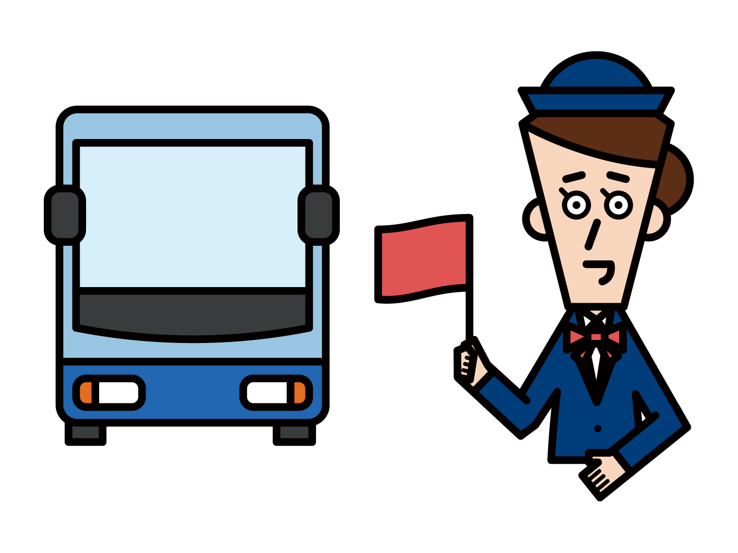 旅遊承包商巴士導遊和口譯員（女性）的插圖