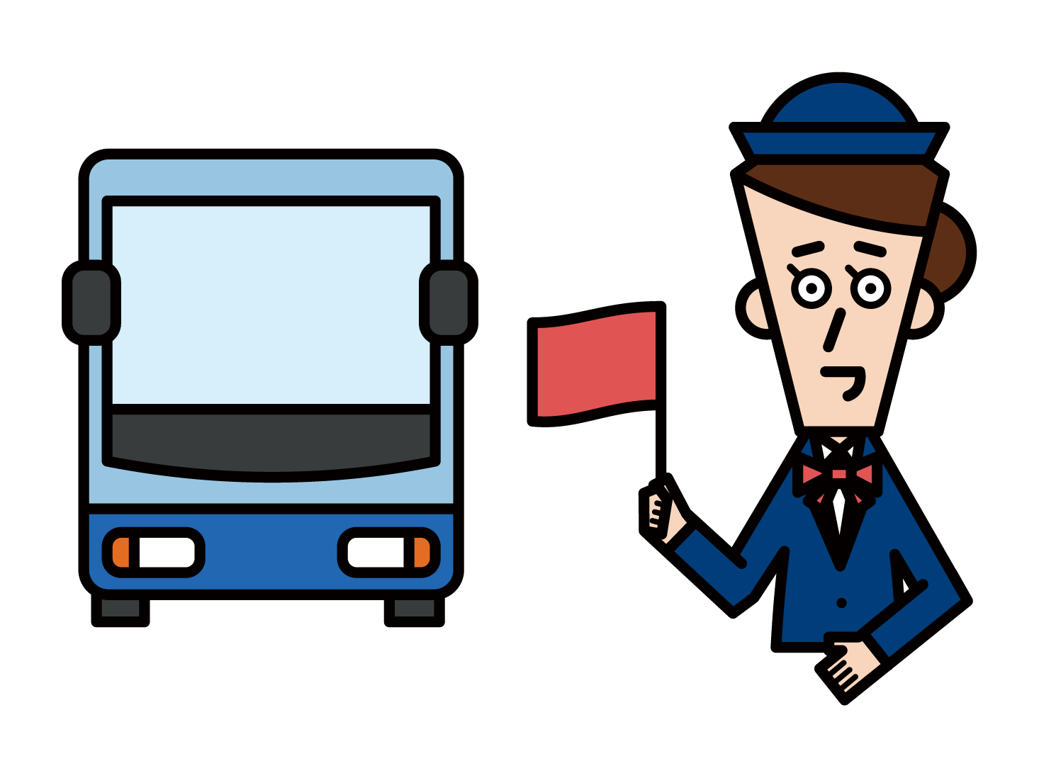 Illustration of tour conductor, bus guide, interpreter guide (female)