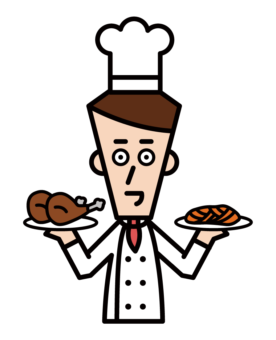 Illustration of chef and cook (male)