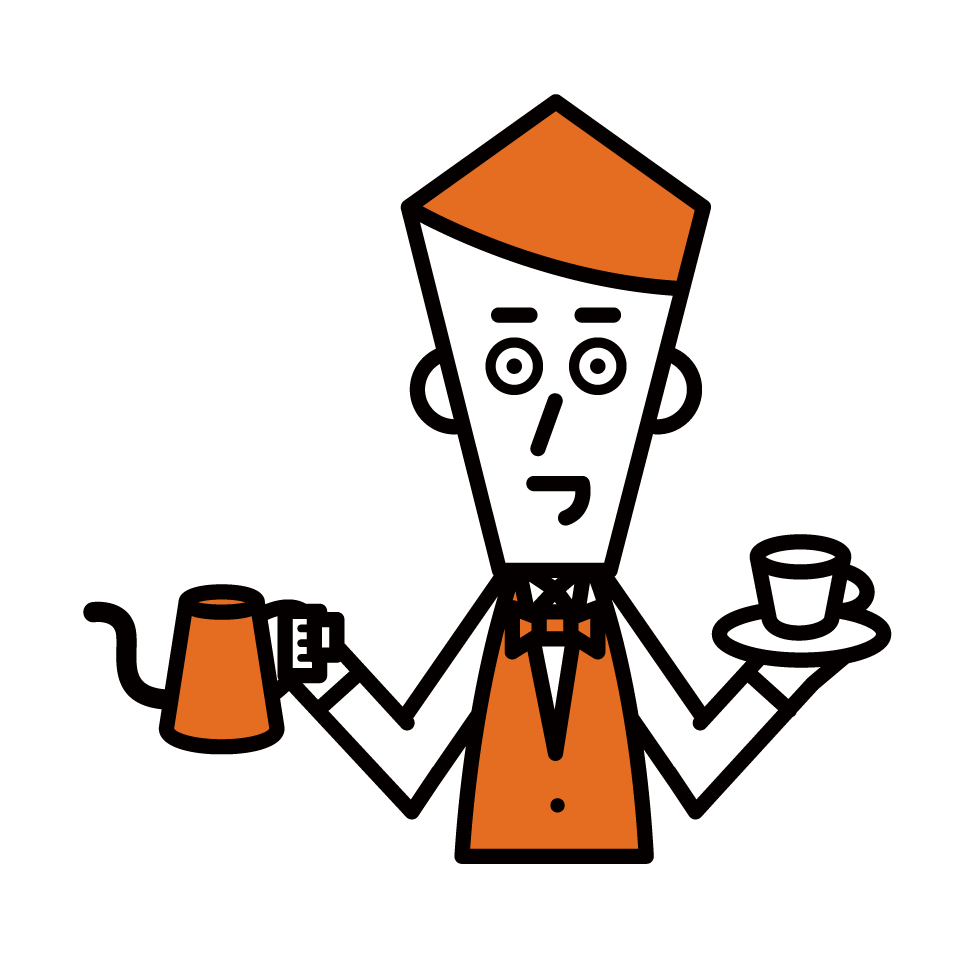 Illustration of barista cafe owner (male)