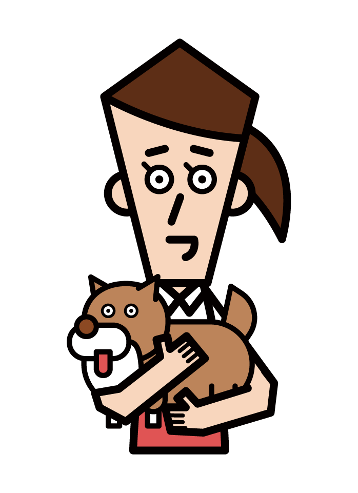 Illustration of a pet shop clerk (female)