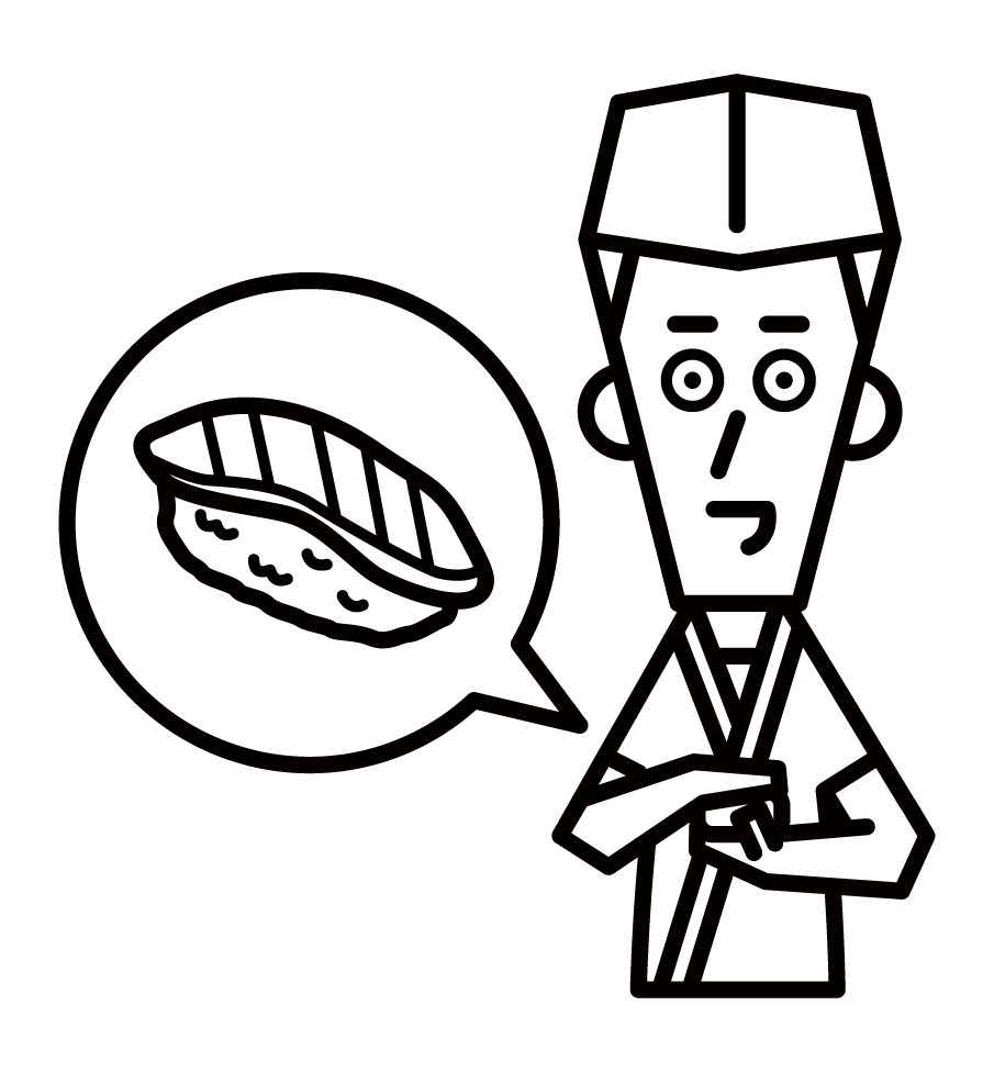 Illustration of sushi chef (male)