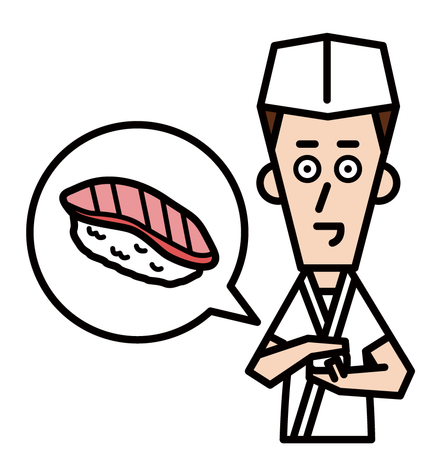 寿司職人（男性）のイラスト