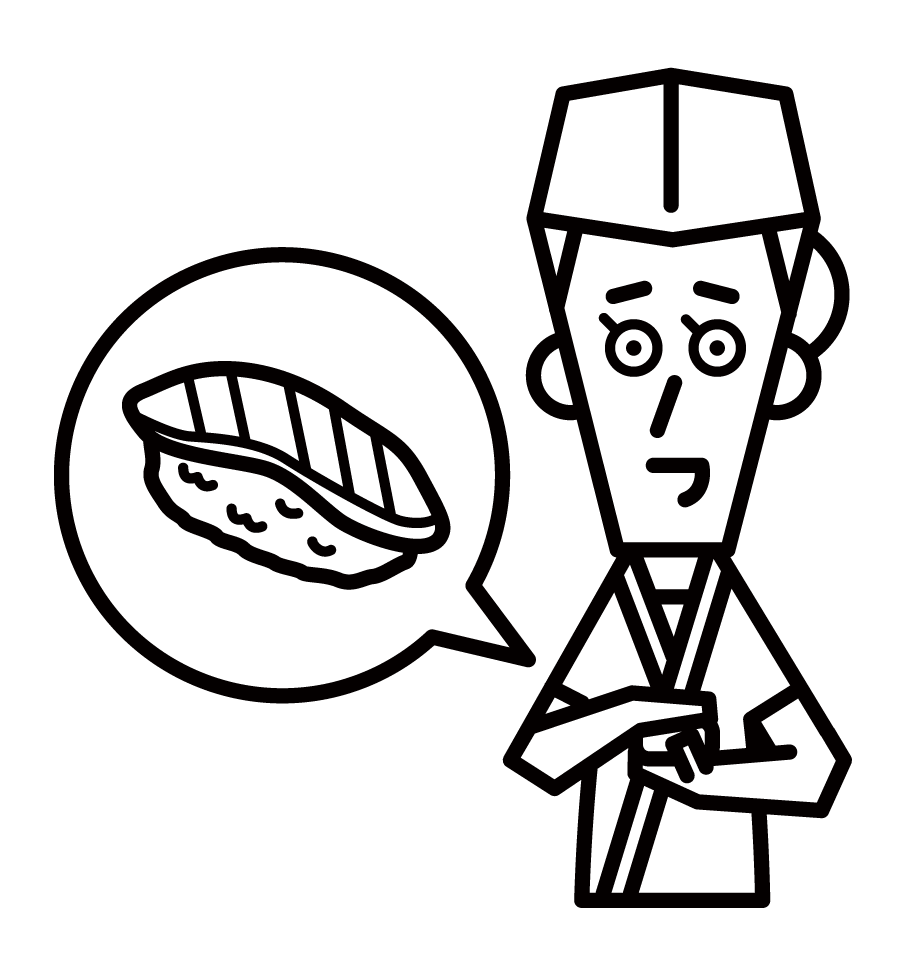 Illustration of a sushi chef (female)