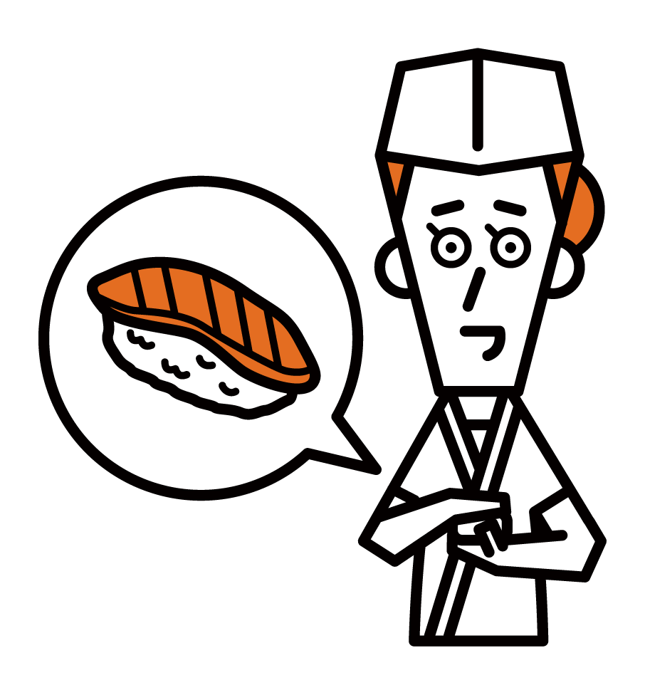 Illustration of a sushi chef (female)