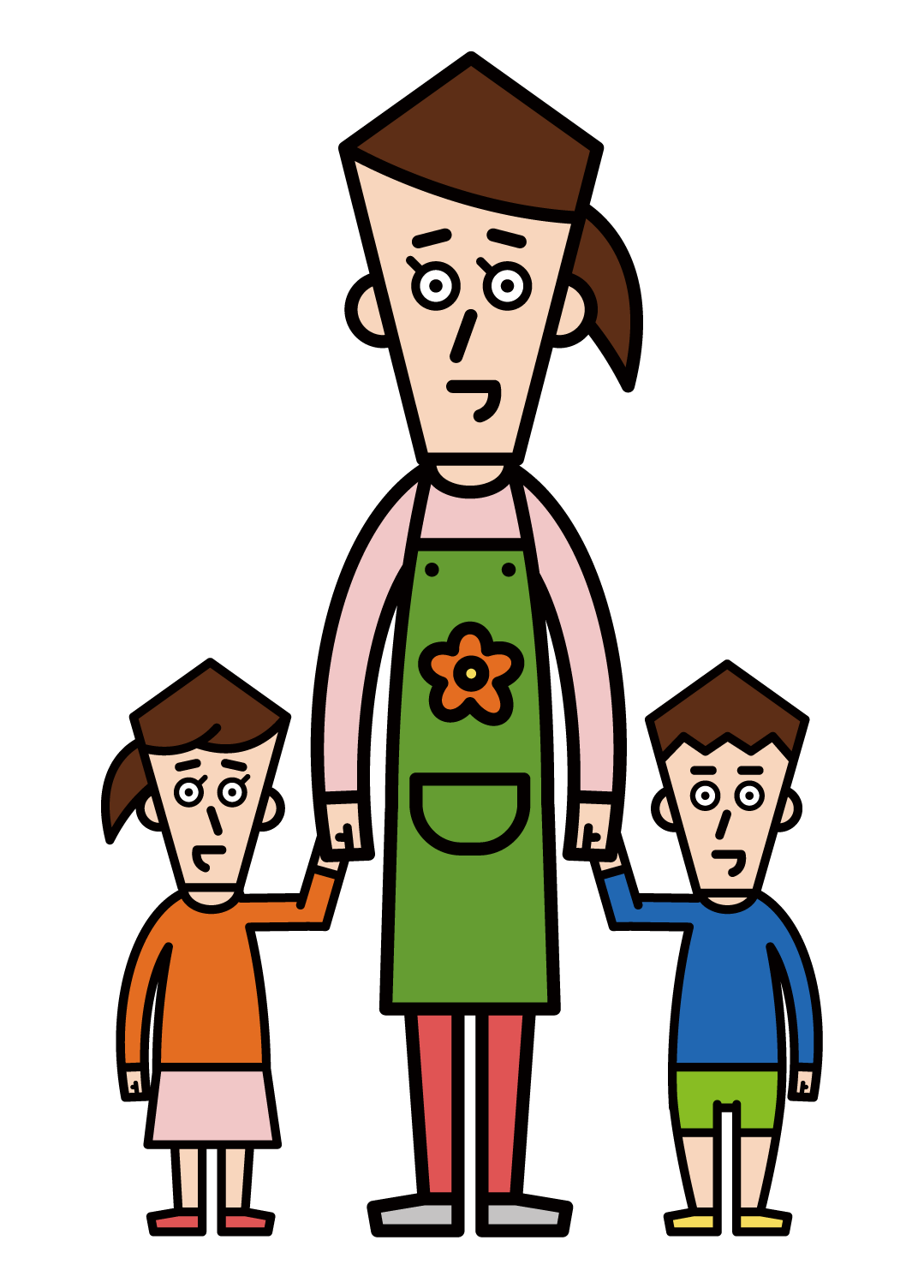 Illustration of children and nursery teacher (male)