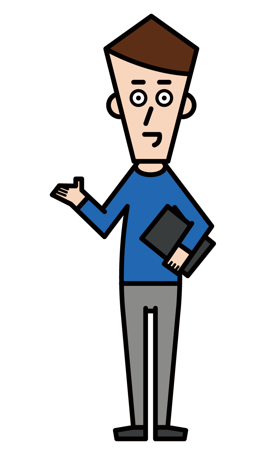 Illustration of a man in plain clothes and office casual