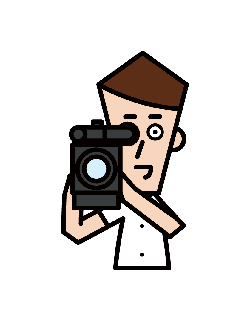 電視攝影師和電影製作人(男性)的插圖