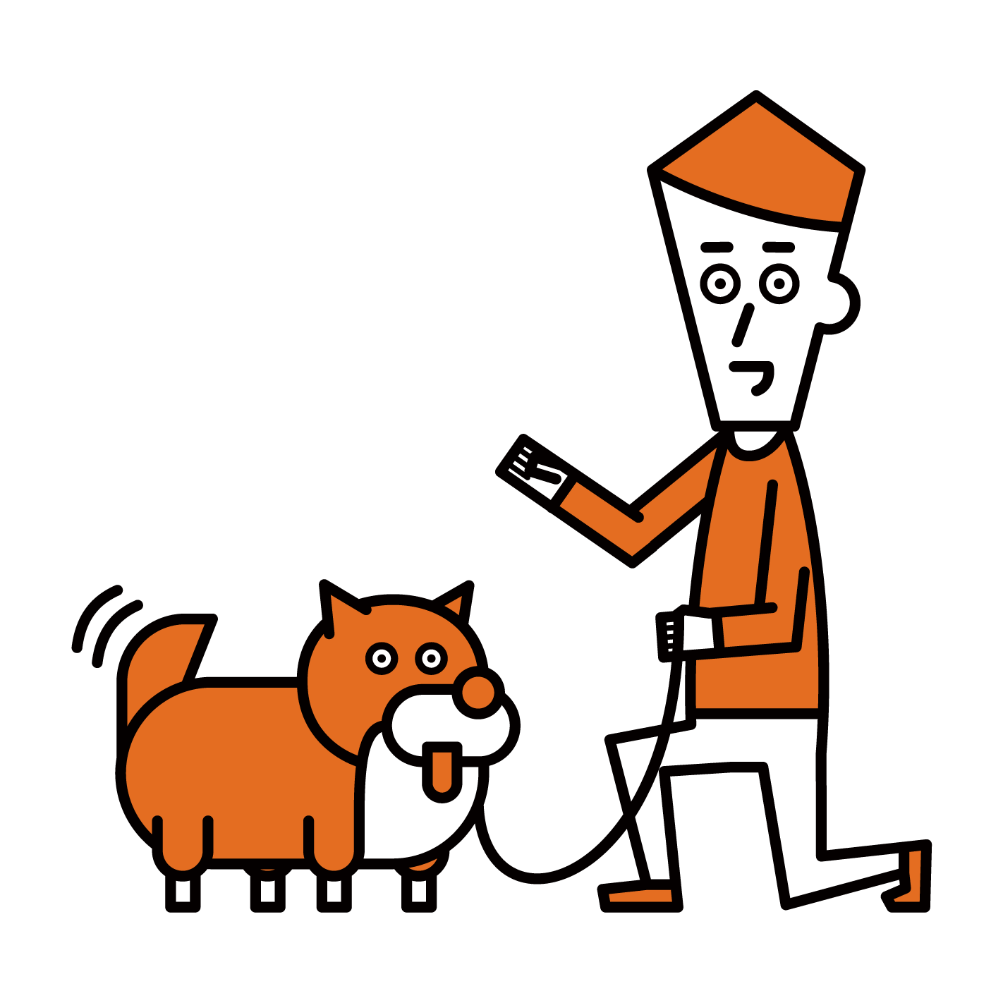 Illustration of a man (male) who disciplines a dog