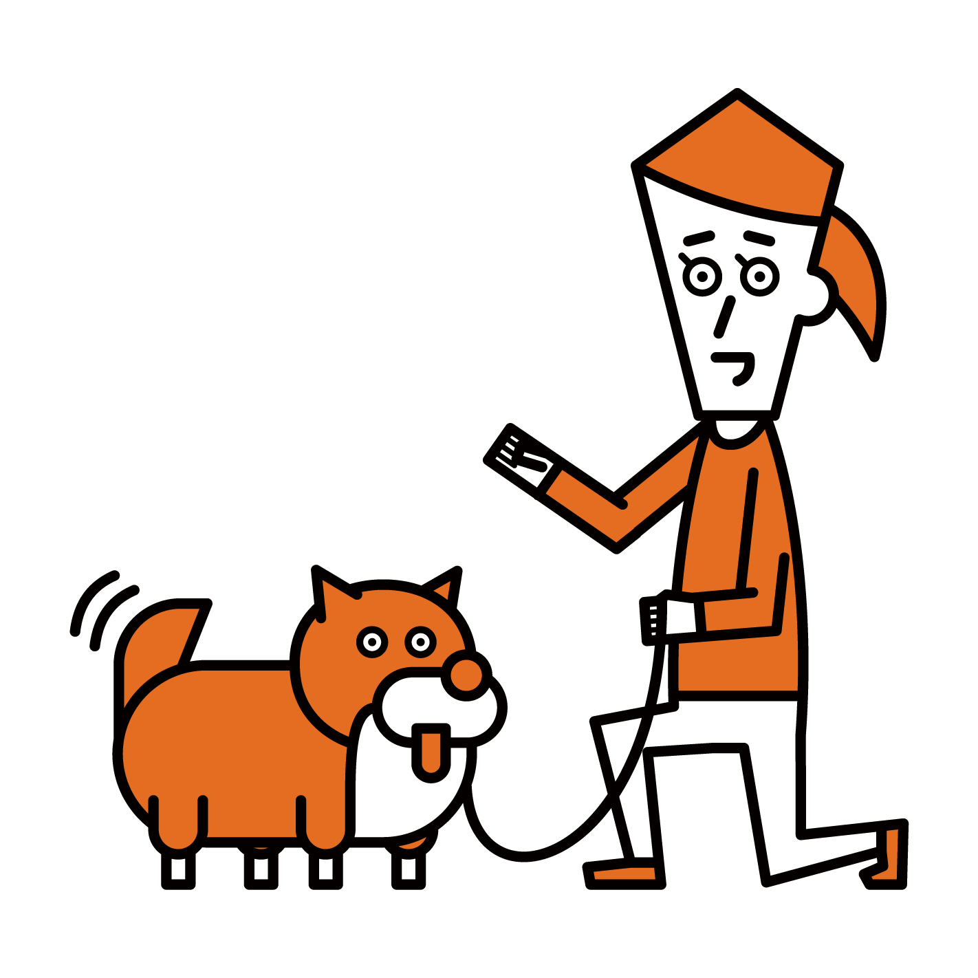 Illustration of a person (woman) who disciplines a dog