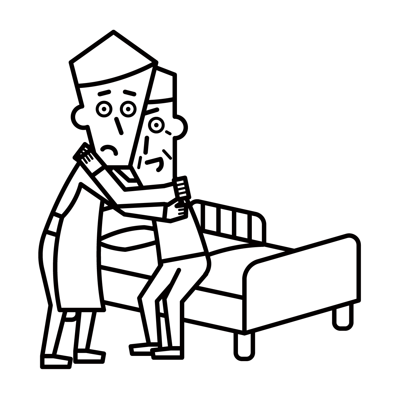 Illustration of a man caring for the elderly