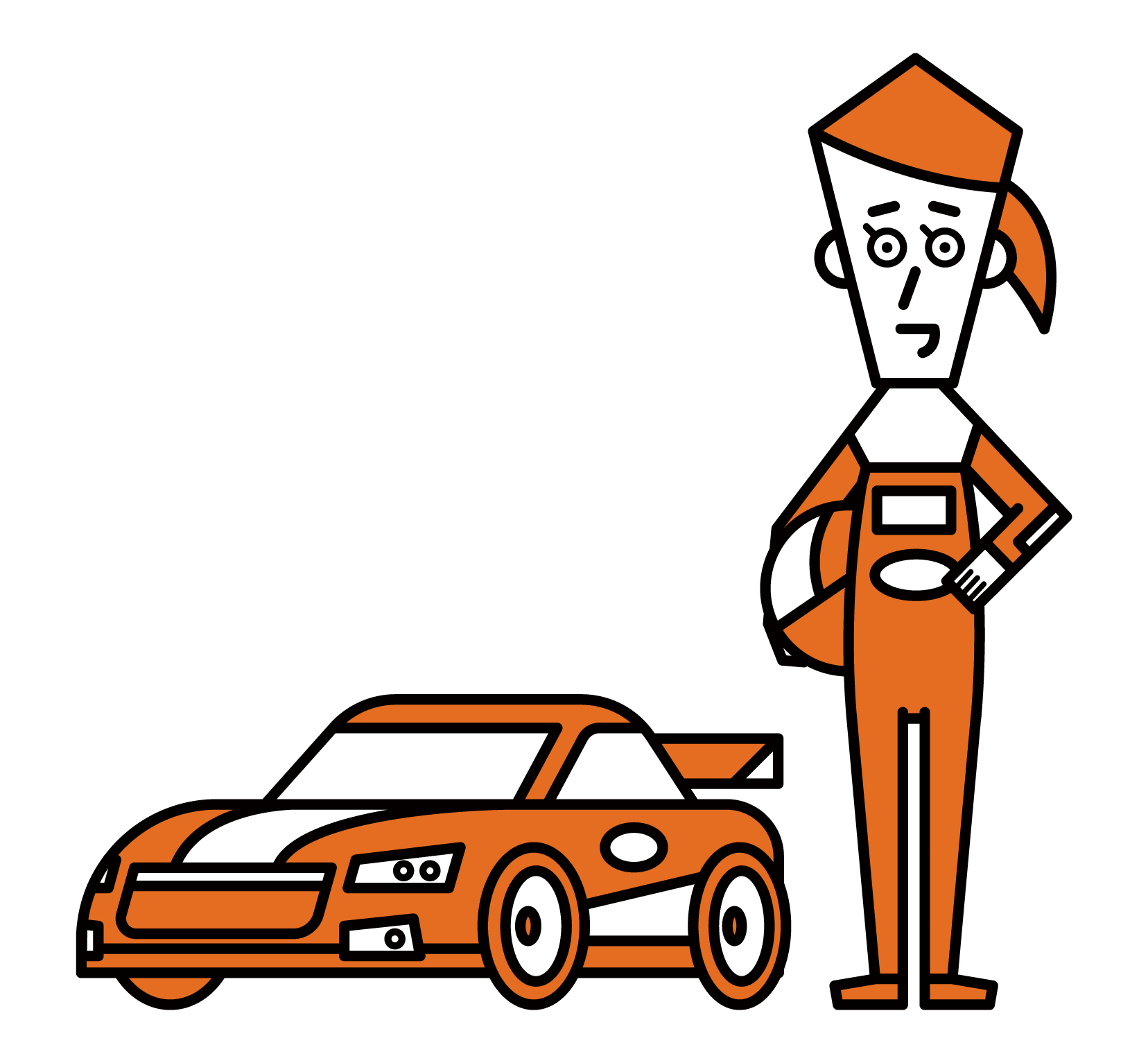 Illustration of a car racer (female)