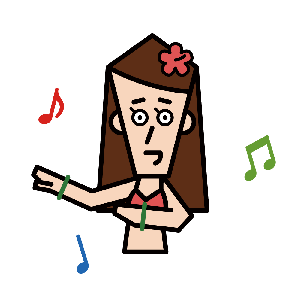 Illustration of a woman dancing hula dance