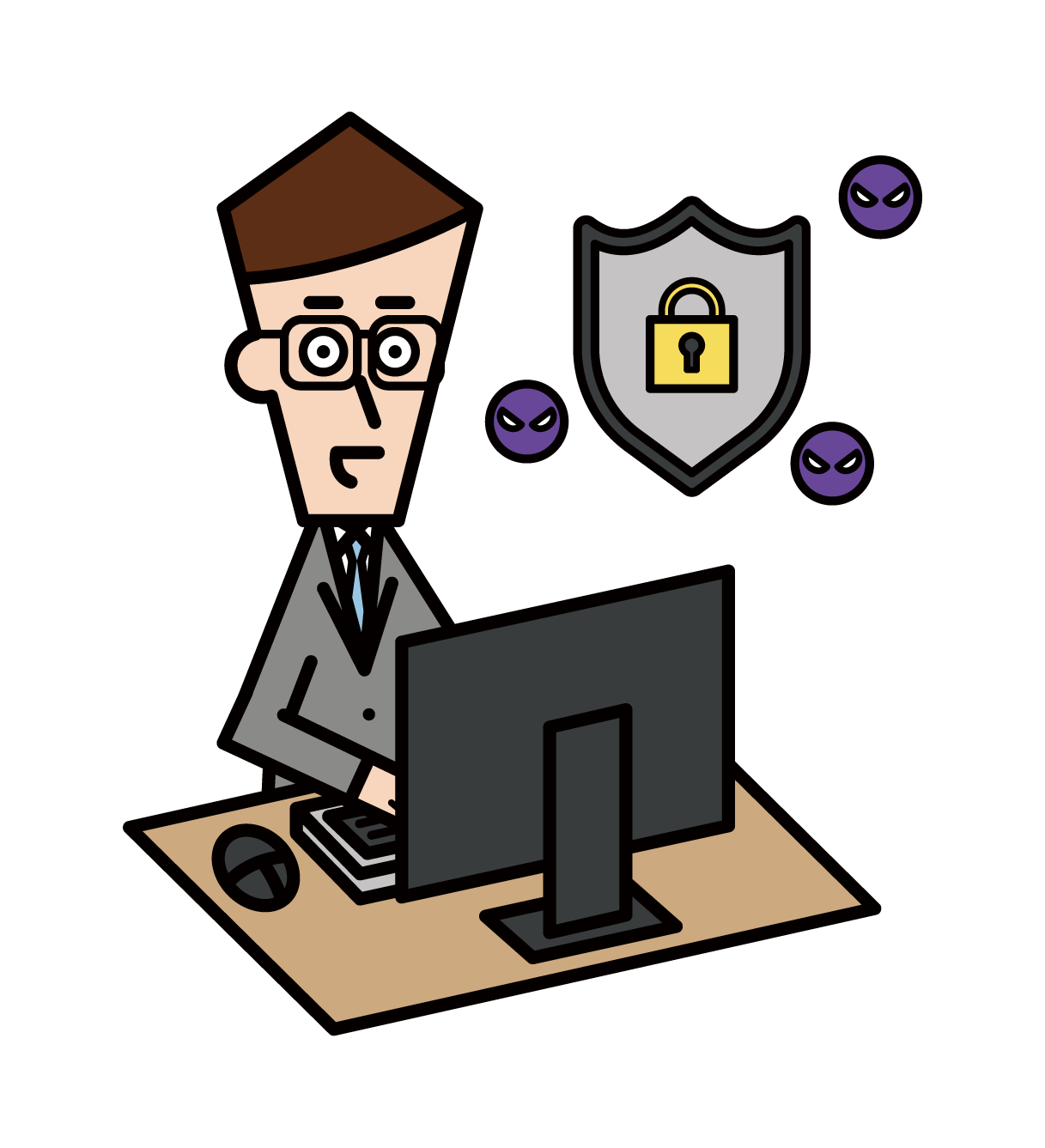 Illustration of a security engineer (male)