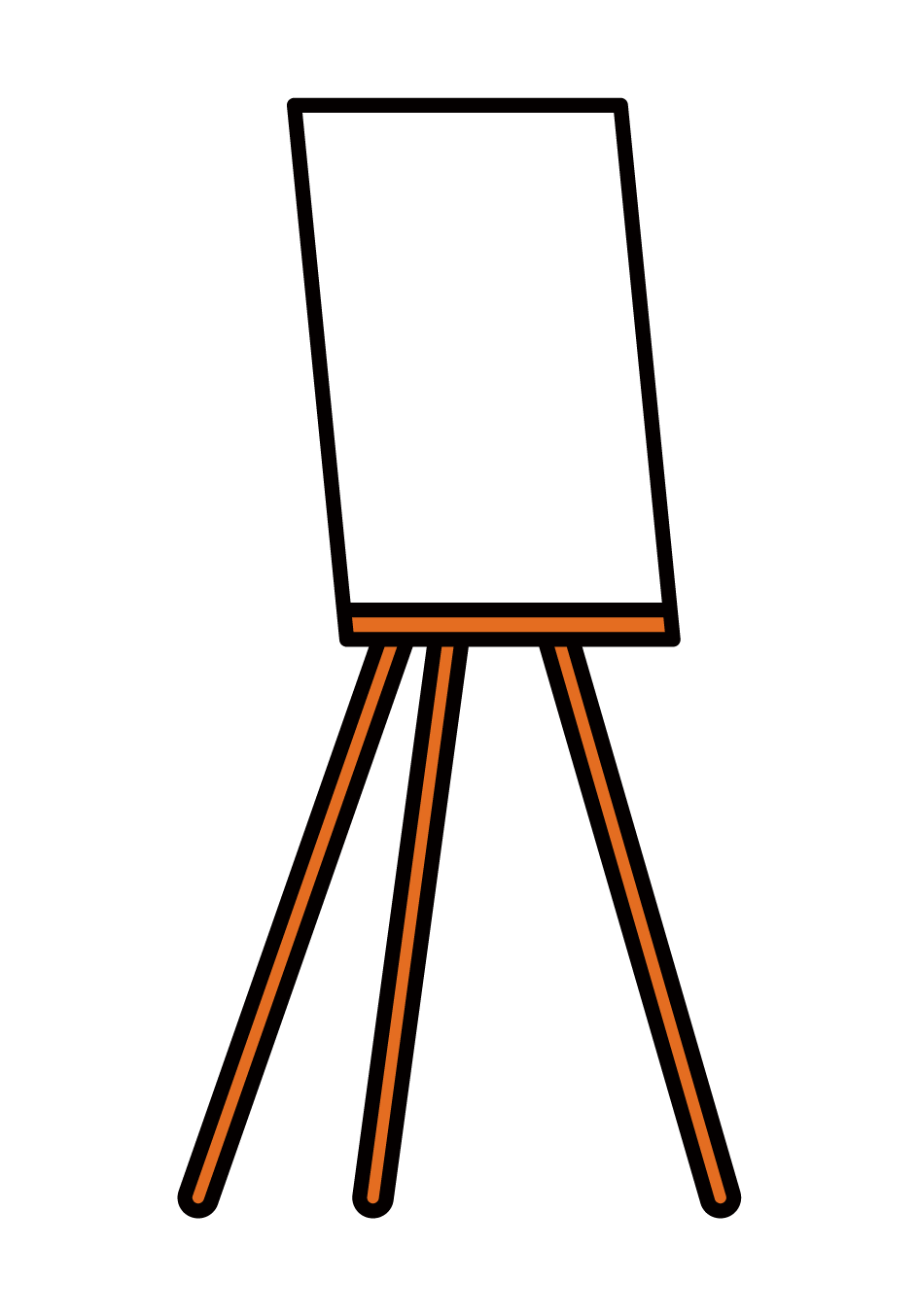 Illustration of easel and construction paper