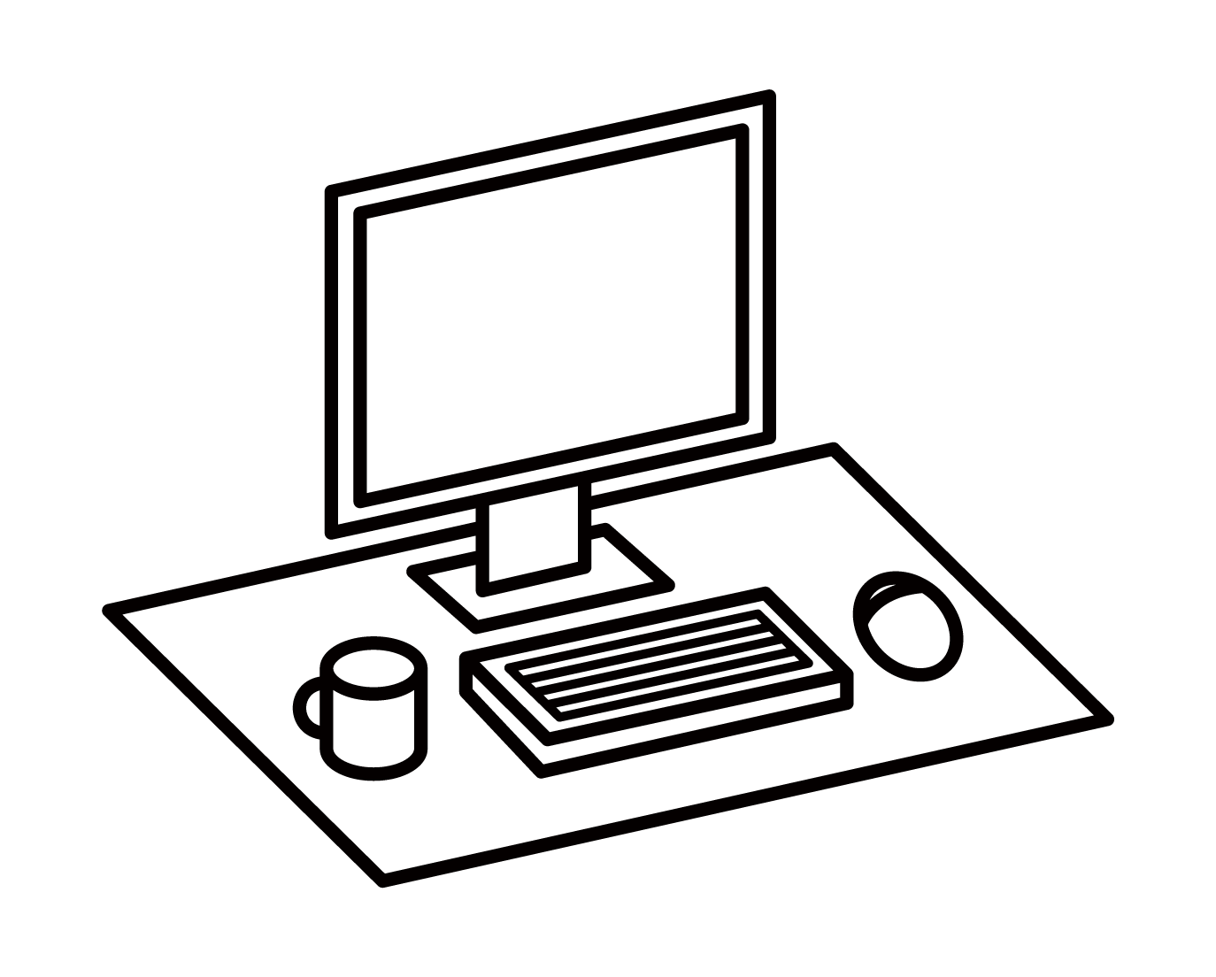 Illustration of computer desk and work desk