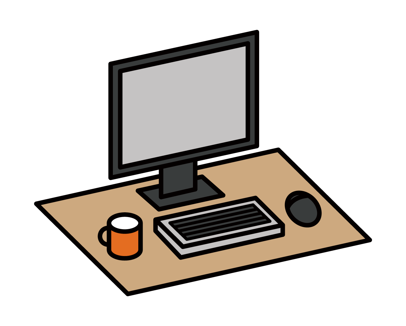 電腦桌和辦公桌的插圖