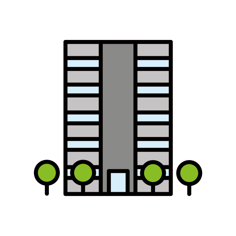 Illustration of buildings and condominiums