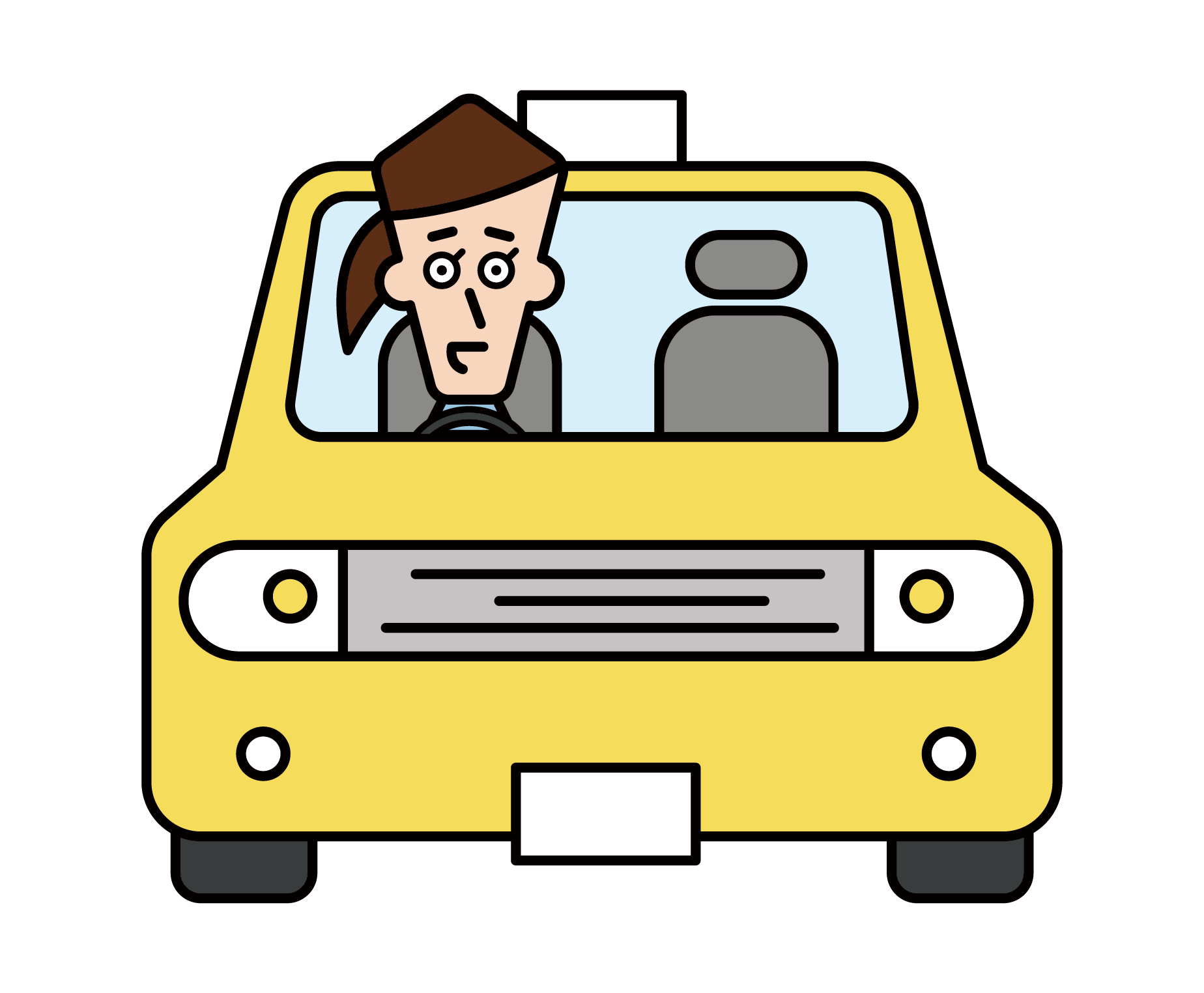 タクシーの運転手（女性）のイラスト