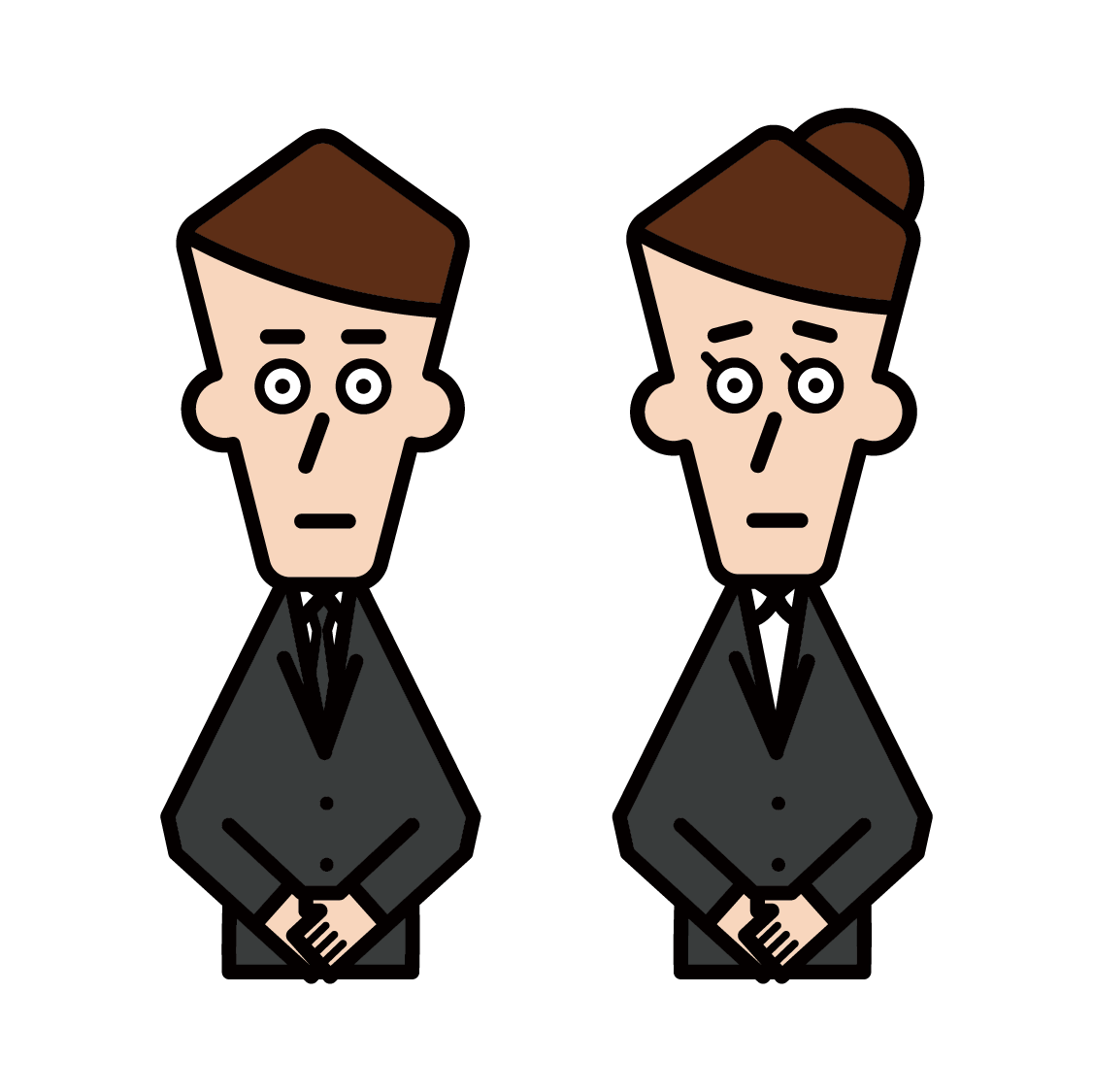 Illustration of a funeral home employee (male and female)